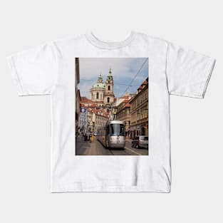 Modern Prague Tram Kids T-Shirt